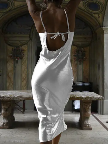 जूलिसा मो सेक्सी स्पेगेटी स्ट्रैप बैकलेस मैक्सी ड्रेस महिलाओं के लिए साटन लेस अप ट्रम्पेट इवनिंग ड्रेस एलिगेंट बॉडीकॉन पार्टी ड्रेस 2024 10 best sales साटन लंबी पोशाक - №10