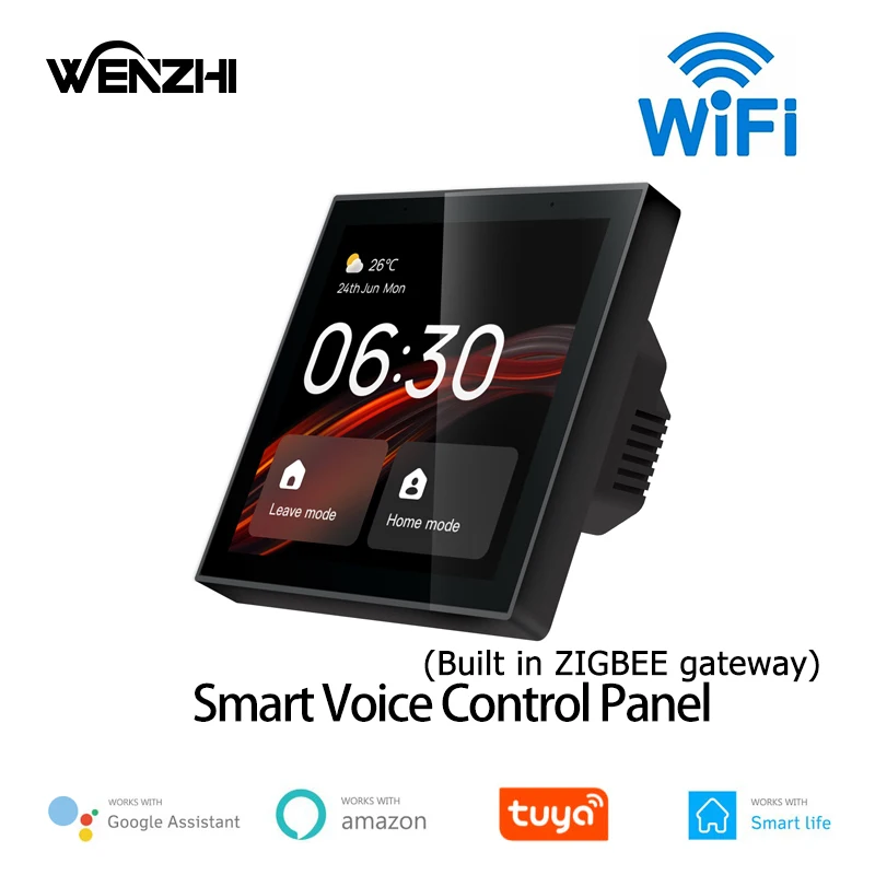 WiFi Voice Control Panel Build in ZigBee Hub Alexa Command Scene Switch 4inch Screen Tuya Smart Life Home Automation Full System