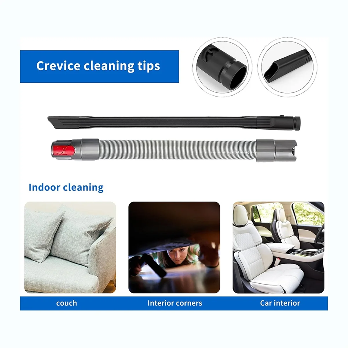 A58E-เครื่องดูดฝุ่นอุปกรณ์เสริมสําหรับ Dyson ยืดหยุ่นขยายรอยแยกหัวฉีด + ท่อขยายเหมาะสําหรับ Dyson V7 V8 V10V11V15