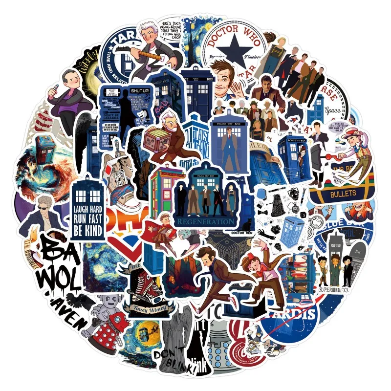 55pcs Doctor Who Graffiti Sticker Luggage Notebook Water Cup Motorcycle Refrigerator Mobile Phone Decorative Sticker