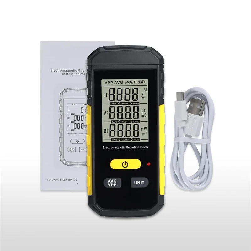 

A23P EMF Detector For EF, RF, MF, Wifi Signal With 3-Color Sound Light Alarm,Data Hold,For Home