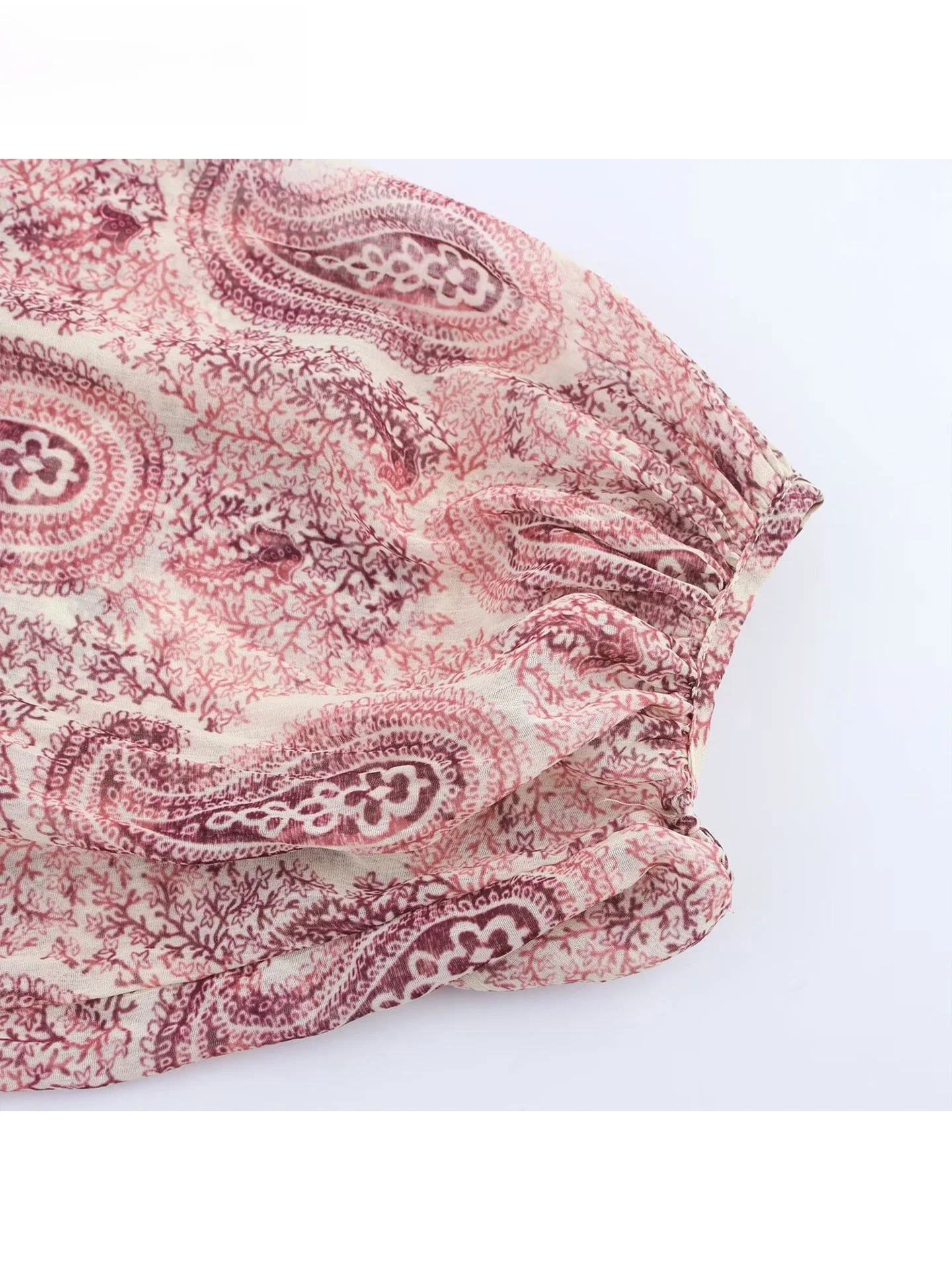 ZAPRHA 2025 Novo Solto Impresso Longo Sve Dr Ele Decoração em Camadas Casual Doce Sle Feminino Dr Temporada de Verão