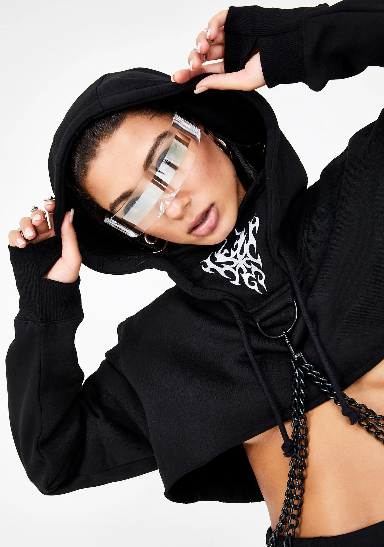 Futuristische Damen-Sonnenbrille mit schmalem Visier, Laser-Brille, Persönlichkeit, verspiegelte Gläser, integrierte Herren-Sonnenbrille – Detail 6