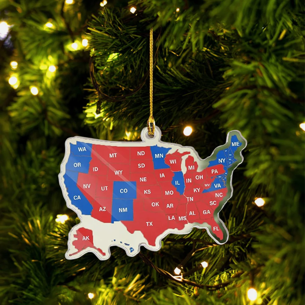 2024 Election Results Map Acrylic Election Map Christmas Ornament Presidential Election Map Christmas Holiday Ornaments 2024