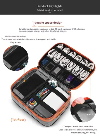 Portable Electronic Accessories Travel Case Cable Organizer Bag Gadget Carry Bag For iPad Cables Power USB Flash Drive Charger