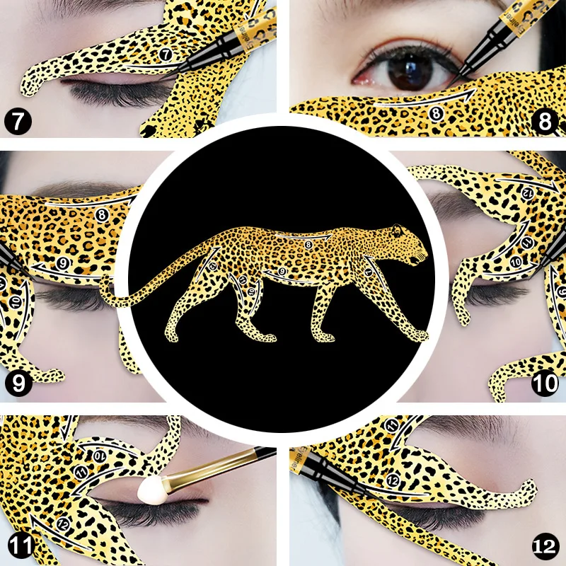 Plantillas de Delineador de Ojos de leopardo, modelo moldeador de plantilla de ojos, fácil de maquillar, línea de gato, delineador de ojos, tarjeta de sombra de ojos, herramienta de maquillaje