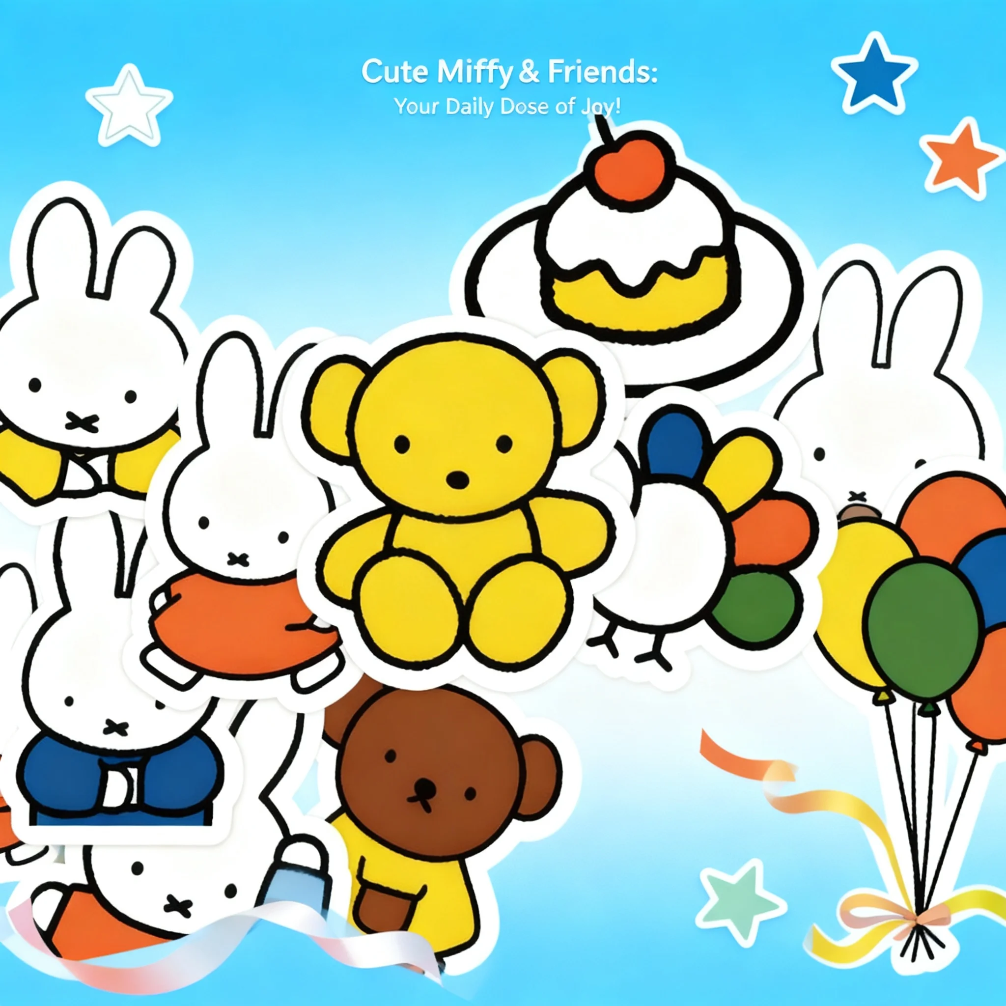 Cute Miffy Stickers Cartoon Rabbit Girl Pocket Decoration Kawaii Phone Case Ipad Notebook Waterproof Stickers Gifts New
