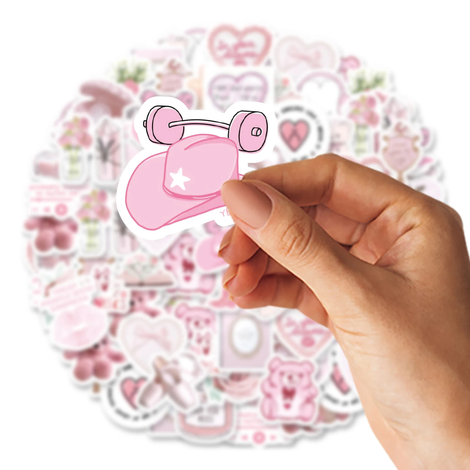 46pcs, Big Bear, Rose, Rabbit, Pink Theme Stickers Decorated Laptop Phone Case Water Bottle Classic Toy Stationery DIY Decal