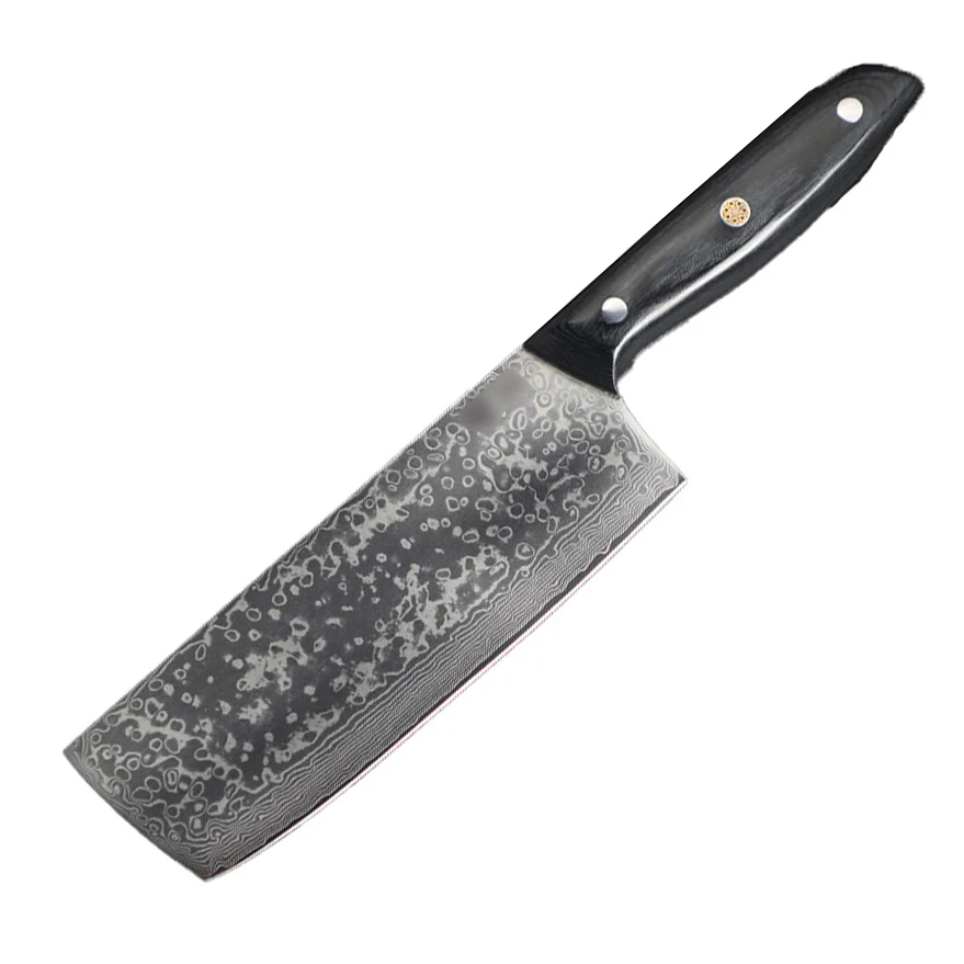 

7-дюймовый нож Накири, 67 слоев, лезвие из дамасской стали, деревянная ручка, нож шеф-повара для нарезки овощей, тесак для мяса, 10Cr15CoMoV, кухонный нож