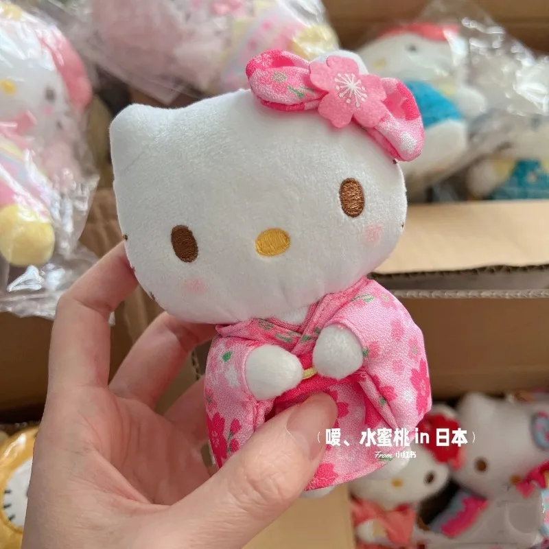 Sanrio cartoon hello kitty quimono série chaveiro de pelúcia pingente mochila diária acessórios de moda personalizados