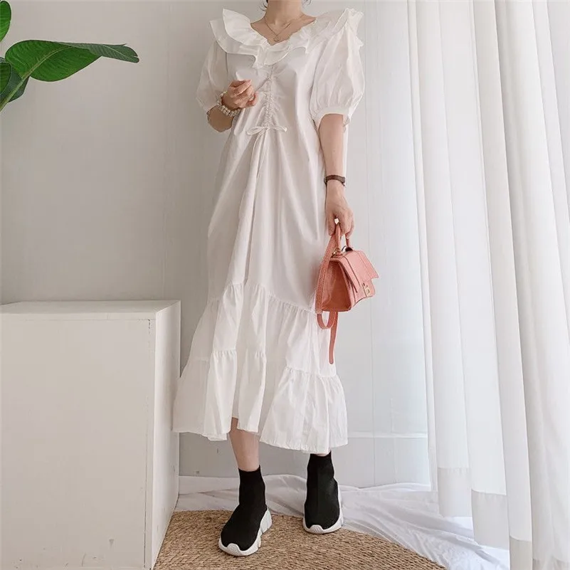 2025 Women Ruffles Sweet Long Dress Summer Holiday Sundress Beach Party Dresses Female Casual Vestidos 11 Colors prom deesses