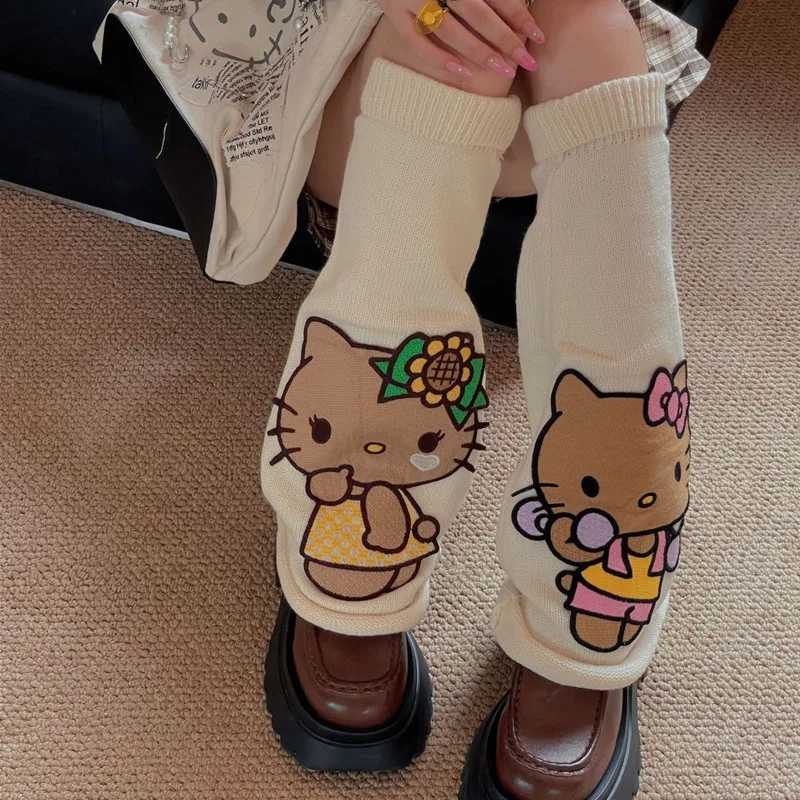 

Cute Hello Kitty Hot Girl Socks Japanese Knitted Cartoon Push Socks Versatile Sweet Girl Wide Leg Socks Medium Leg Set Female