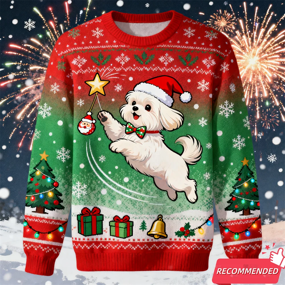 عيد الميلاد رجل سترة المرأة موضة مضحك البلوز ثلاثية الأبعاد كلاب أليفة طباعة للجنسين البلوز Harajuku سترة مضحكة غير رسمية Y2k القمم