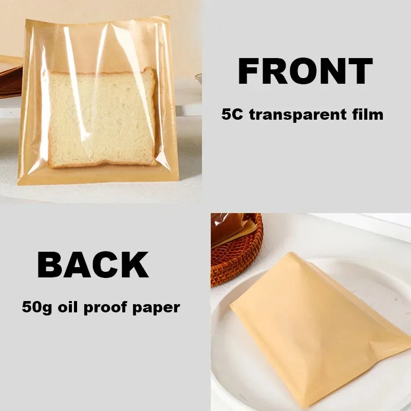 100/200 Buah Tas Kertas Kraft Sekali Pakai Tas Kertas Roti Panggang Tahan Minyak Roti Kue Sarapan DIY Tas Kemasan Natal