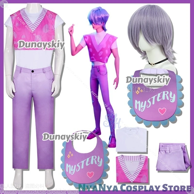 

Saja Boys Mystery Косплей Kpop Demon Idol disfraz Топ с короткими рукавами и розовым, белым леопардовым принтом Y2K Розовые брюки Хэллоуин 코스프레