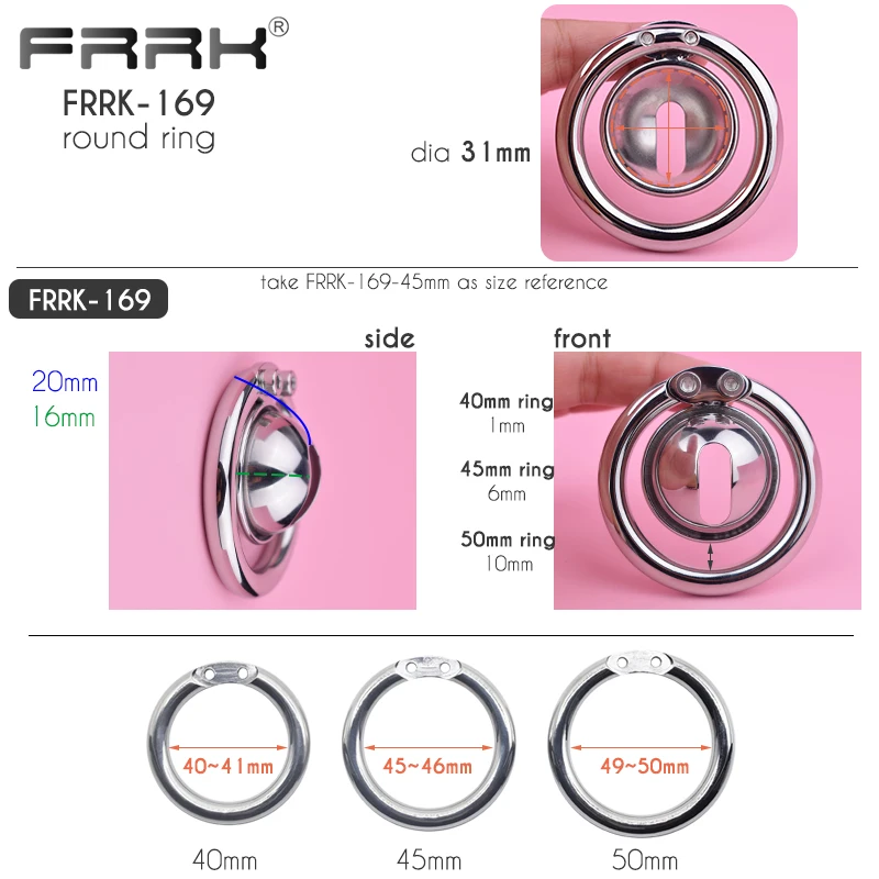 FRRK Negative Small Chastity Cage with Urination Opening Metal Penis Ring Allen Key Lock Cock BDSM Adults Sex Toys for Men