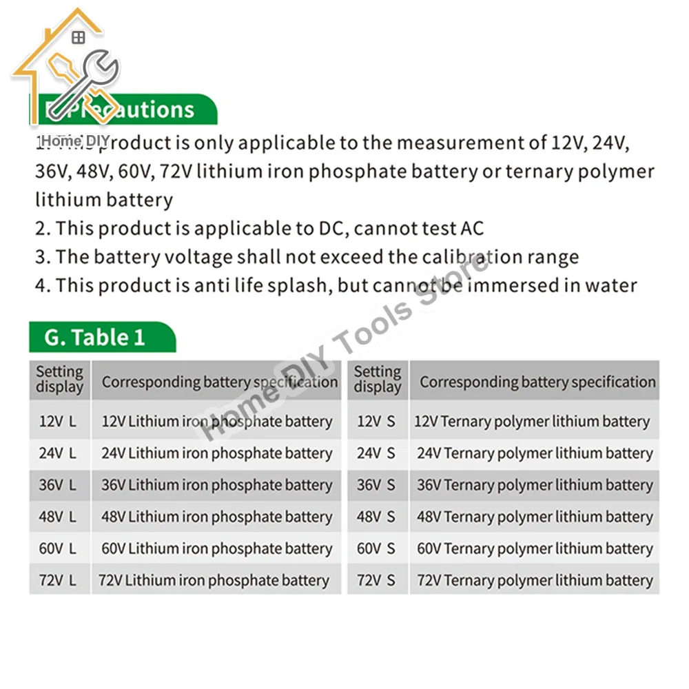 방수 배터리 용량 표시기 전압 DC8-100V LCD 디지털 디스플레이 납산 리튬 철 배터리 테스터 SOC 미터