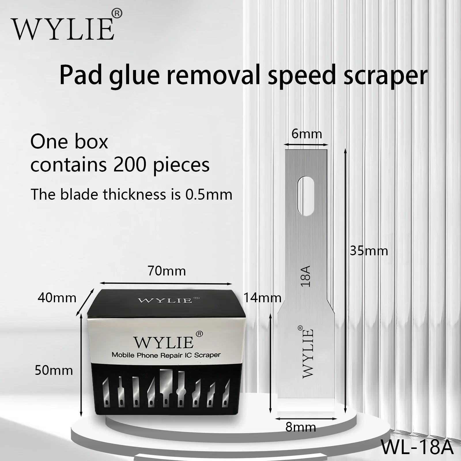 เครื่องมือลอกกาว WYLIE WL-18A สำหรับซ่อมโทรศัพท์มือถือ ลอกกาว CPU ฝาหลังกระจก ชิป จำนวน 200 ชิ้น