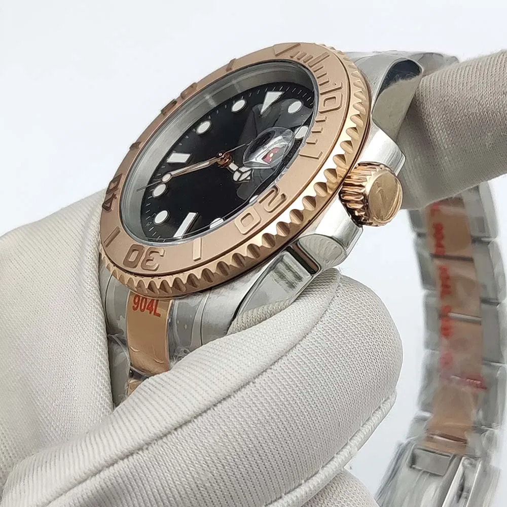 Luxury 40mm Men\'s Mechanical Watch Sapphire Stainless Steel Rose Gold Case Waterproof Business NH35 Automatic Movement