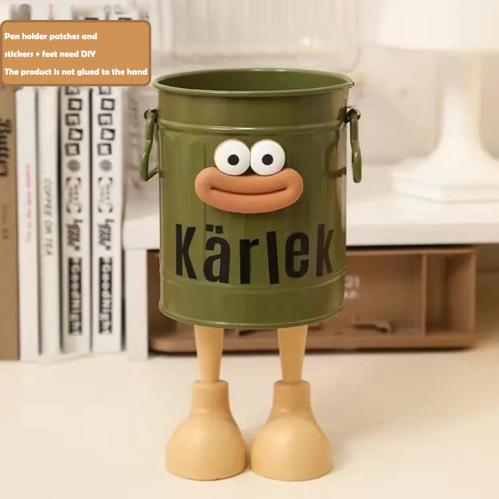1 Pc cartoon pen holder, simple storage holder, for office storage, desk storage, home study storage (random letter stickers) image 4