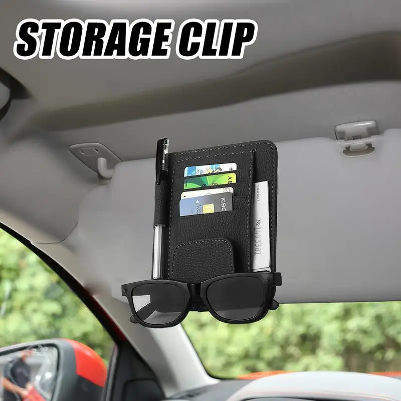 Car Sun Visor Organizer Auto Clip On Certificate Holder Visor Document Holder With Sunglasses Clip For Vehicle Truck