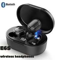 TWS Wireless Headphones Bluetooth Earphones E6S Wireless Bluetooth Headset Waterproof Noise Cancelling LED Earbuds with Mic