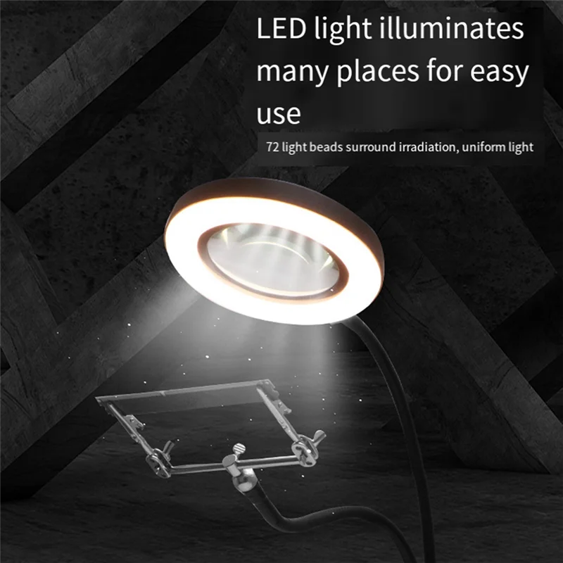 

A13E-многофункциональная настольная лампа, увеличительное стекло со светодиодной подсветкой, увеличительная ручная паяльная лупа, стеклянная лупа, инструмент