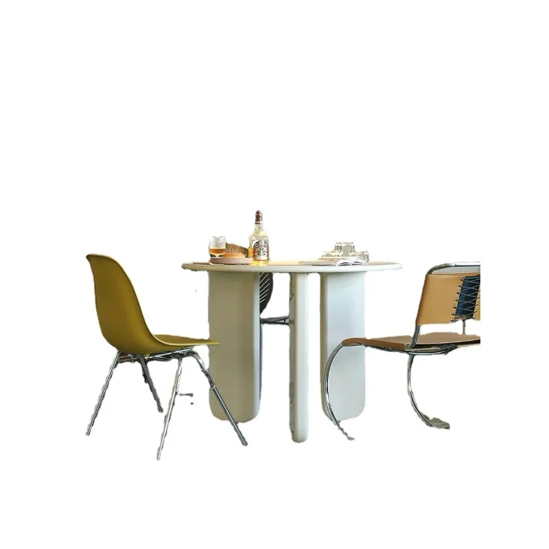 

Nordic round dining table simple small apartment balcony table and chairs