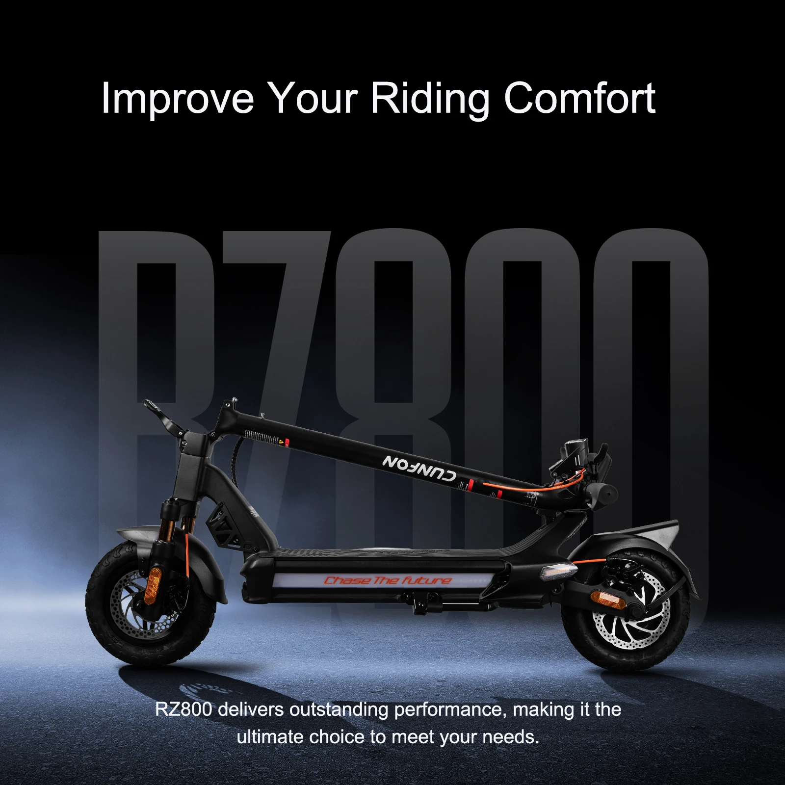 Cunfon RZ800-REG Electric Scooter for Adults,  50 Miles Range, Foldable E-Scooter with Full Suspensions, Fingerprint Unlock,Ideal for Commuting