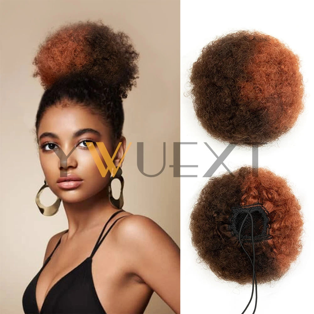 

Афро-кудрявый хвостик, булочки, шиньон, наращивание человеческих волос, афро-пуф, вьющийся хвост, человеческие волосы Remy для чернокожих женщин