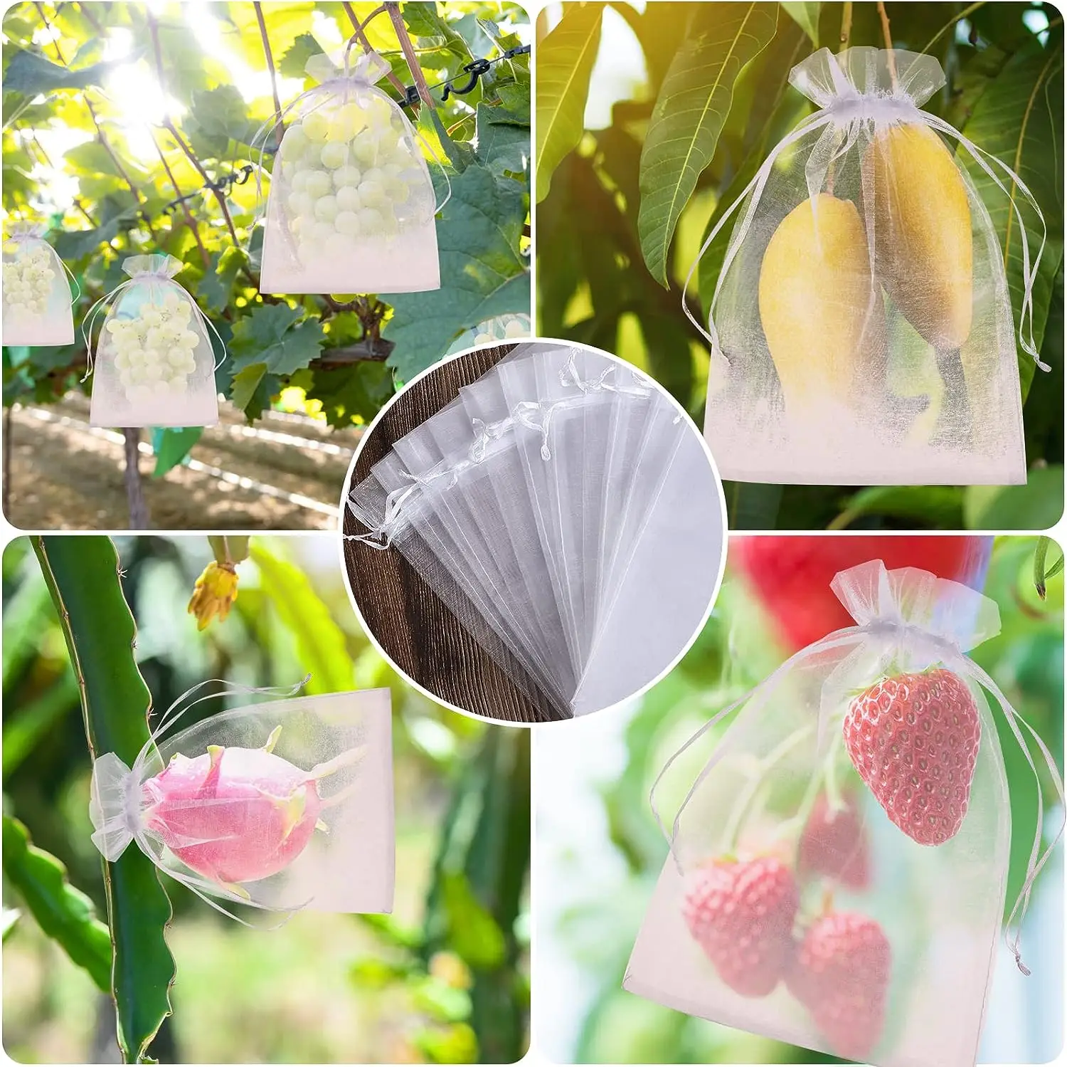 Fruit Bags to Protect Insect Mesh Net Bag Fruit Grape Mango Protection Bag Breathable Gauze Strawberry Seedling Bags Organza