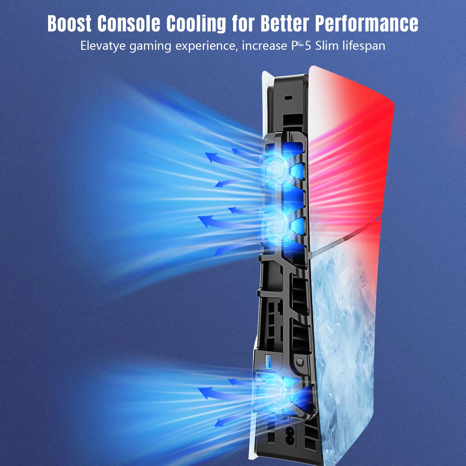 

NEW For PS5 Slim Cooling Fan with LED Light Cooling System High Speed 5000RPM USB Cooler Fan For ps 5 Slim Game Access