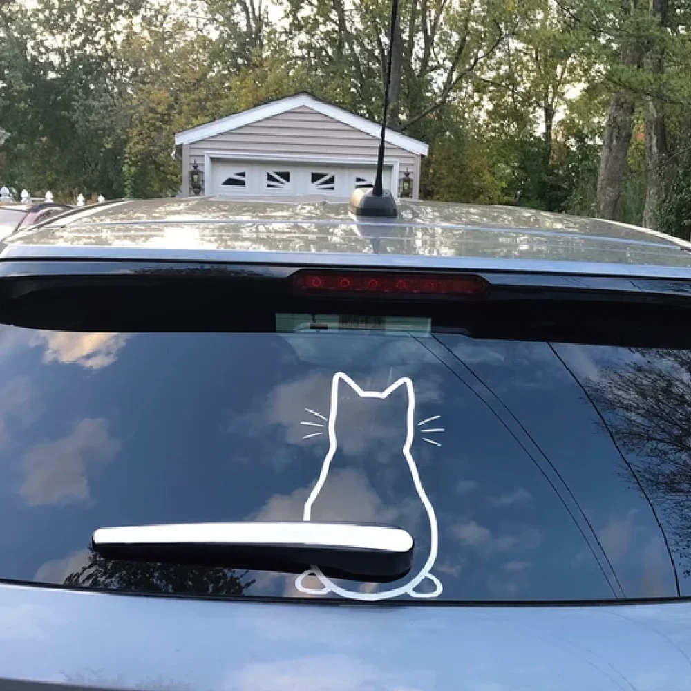 Car Stickers Personalized Kitty Cat  Ecorative Windshield Wiper Auto Parts After The File Glass Sticker Die Vinyl Deca,35CM