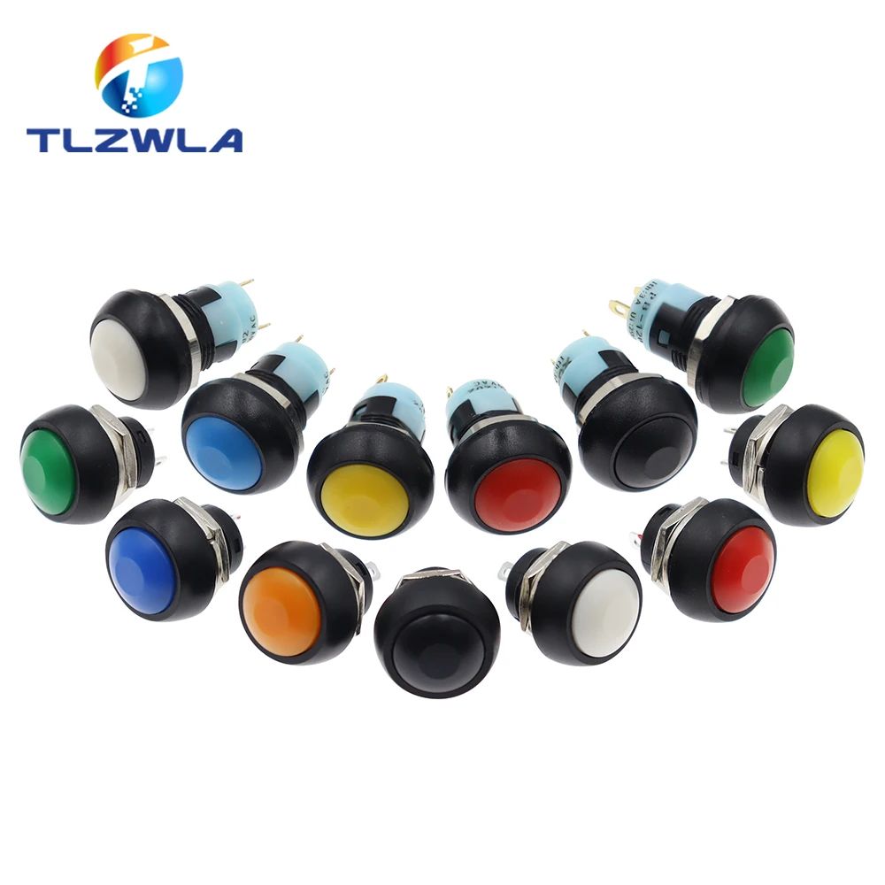 10 sztuk DIY Mini 12mm chwilowy wodoodporny przełącznik wciskany róg niebieski biały zielony czerwony żółty czarny 1A 250V samoresetowanie