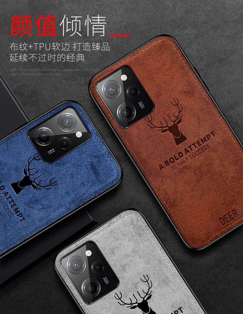 For Xiaomi POCO X5 Pro Case Soft Silicone+Hard Fabric Deer Slim Protective Back Cover Case For Xiaomi POCO X5 X5Pro POCOX5 Shell