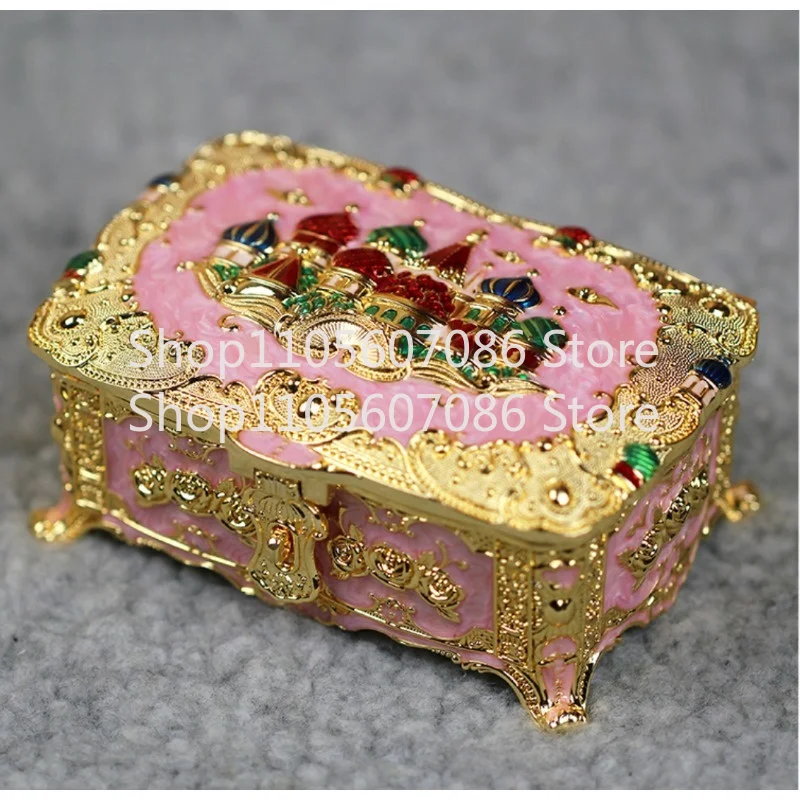 European Enamel Glaze Color Storage Tin Alloy Non-wooden Jewelry Box