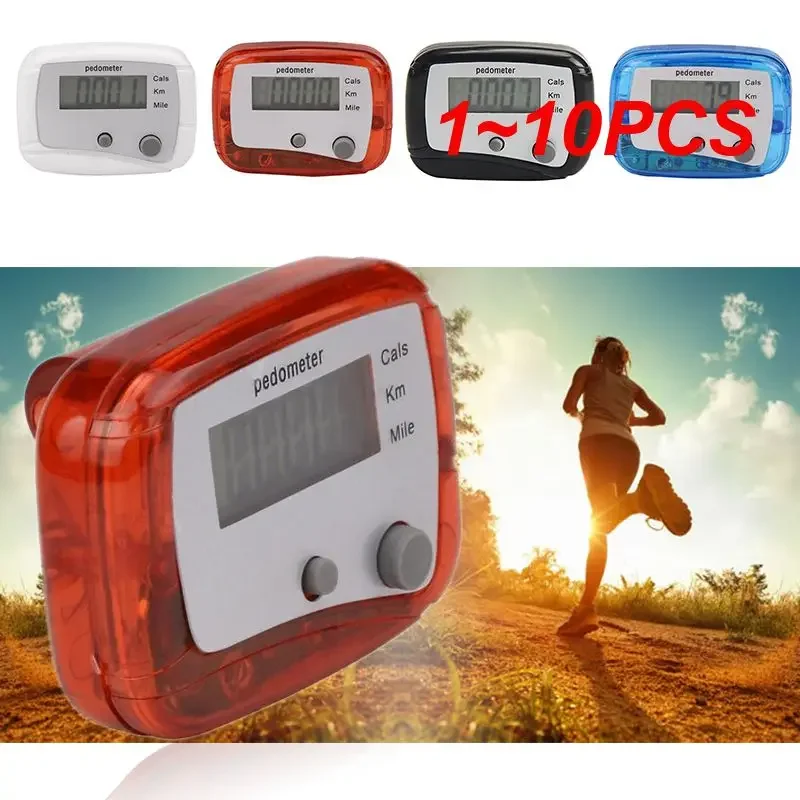 Podómetro de pasos, contador de kilómetros de calorías, diseño para caminar, Clip Digital, Mini distancia de bolsillo, 1 ~ 10 Uds.