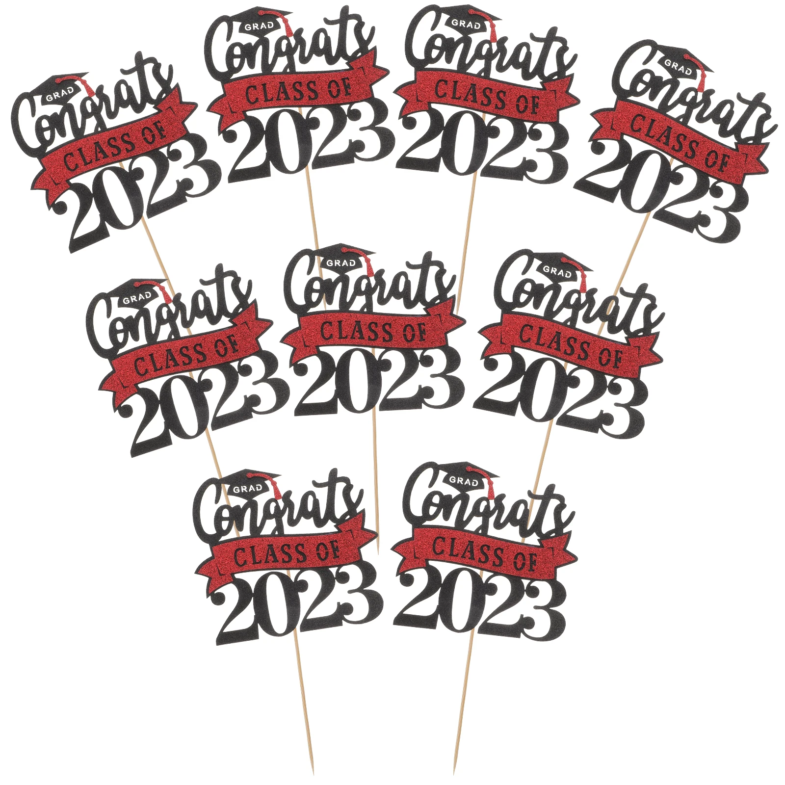 

10pcs Cake Decorative Picks Graduation Party Supplies Congrats Cupcake Toppers Class of 2023 Celebration Decor Safe Paper Wood