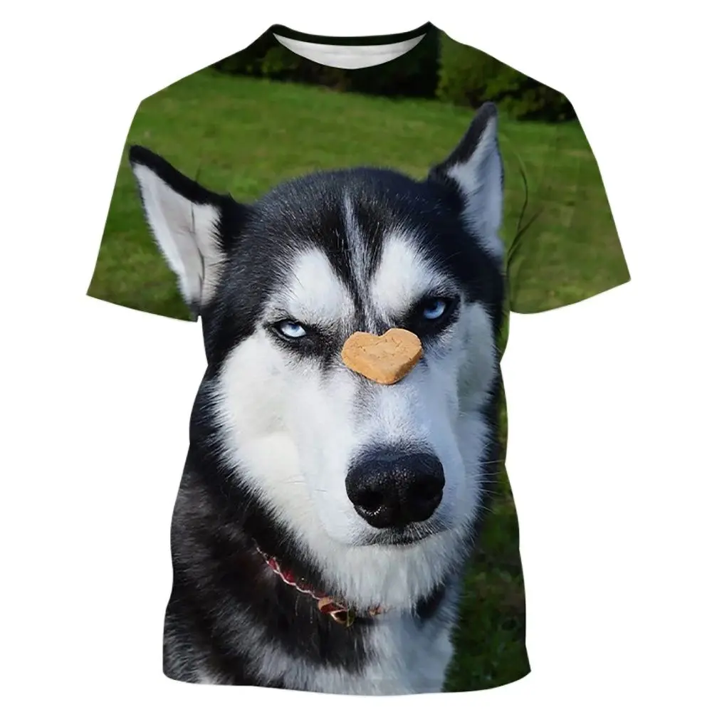 Fashion Men\'s T-Shirt 3D Cute Husky Dog Print Short Sleeve Top Street Casual T Shirt Streetwear Oversized Tee Shirt Men Clothing