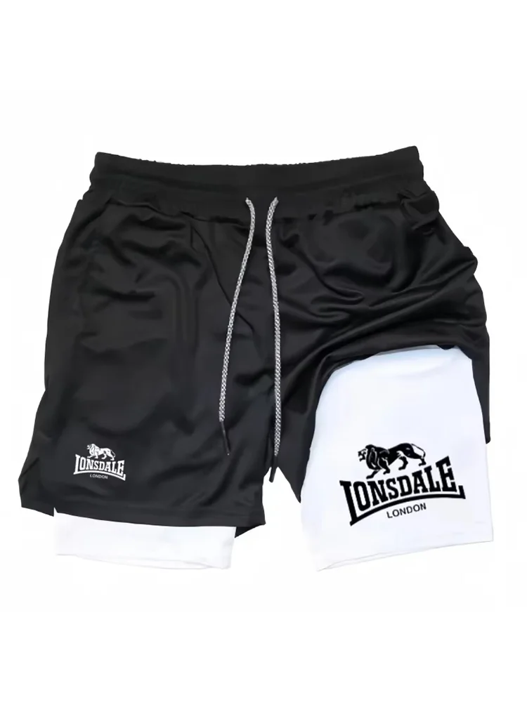 

Men's 2-in-1 Running Short Double Layer Sports Training Jogging Pants Compression Fitness Clothing for Active Wear DF0015