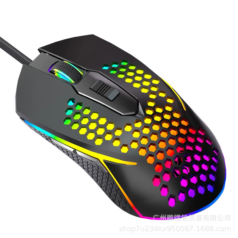 Mouse ottico da gioco S50 Mouse luminoso RGB leggero per ufficio dal design ergonomico con fori