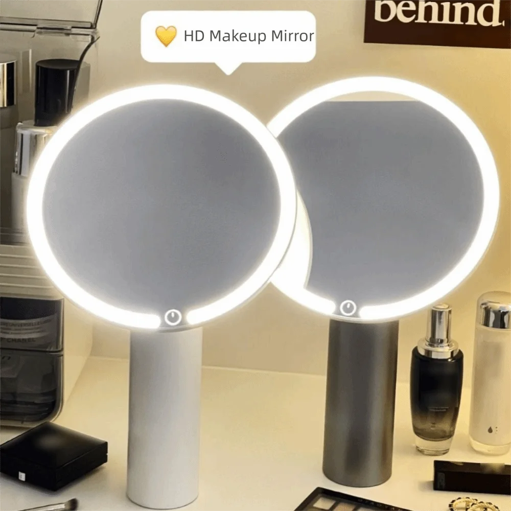 Espelho de maquiagem LED com controle de toque 3 luzes coloridas espelhos cosméticos portáteis ajustáveis regulável de alta definição