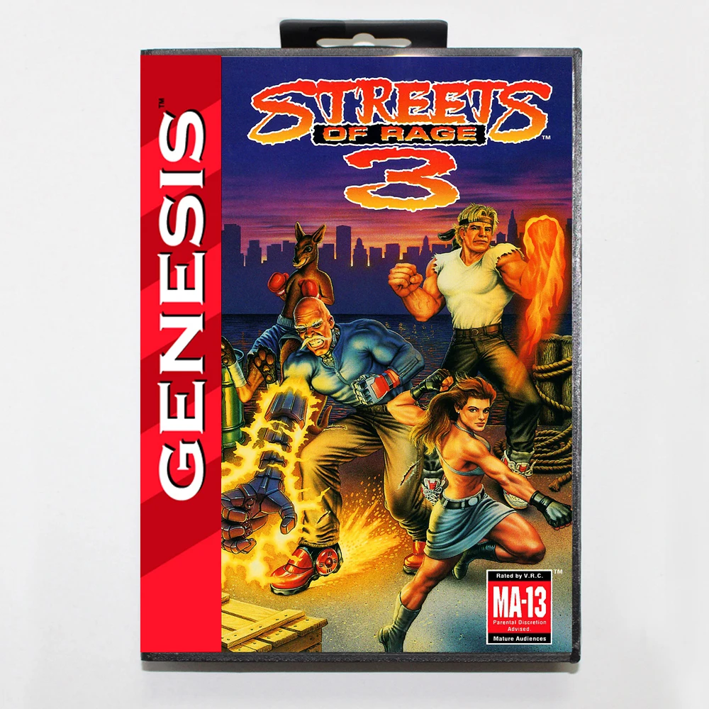 Streets of Rage 3 MD Game Card with Custom US Box for 16 Bit Sega Megadrive Genesis Console