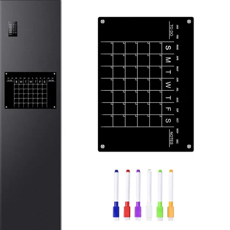 Vertical magnetic transparent acrylic board weekly plan note message board large reusable erasable magnetic refrigerator sticker