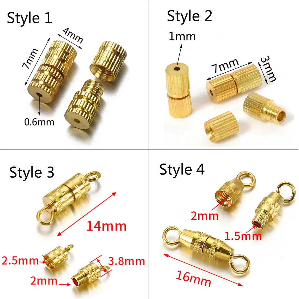 100pcs/lot Cylinder Fasteners Buckle Closed Screw Clasps for DIY Jewelry Making Bracelet Necklace Connectors Findings Supplies