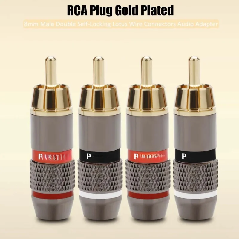 4 шт. разъемов RCA, винтов из металлического сплава, замков и позолоченных вилок для пайки диаметром 6 мм или меньше 4 шт. разъемов RCA, винтов из металлического сплава, замков и позолоченных вилок для пайки диаметром 6 мм или меньше