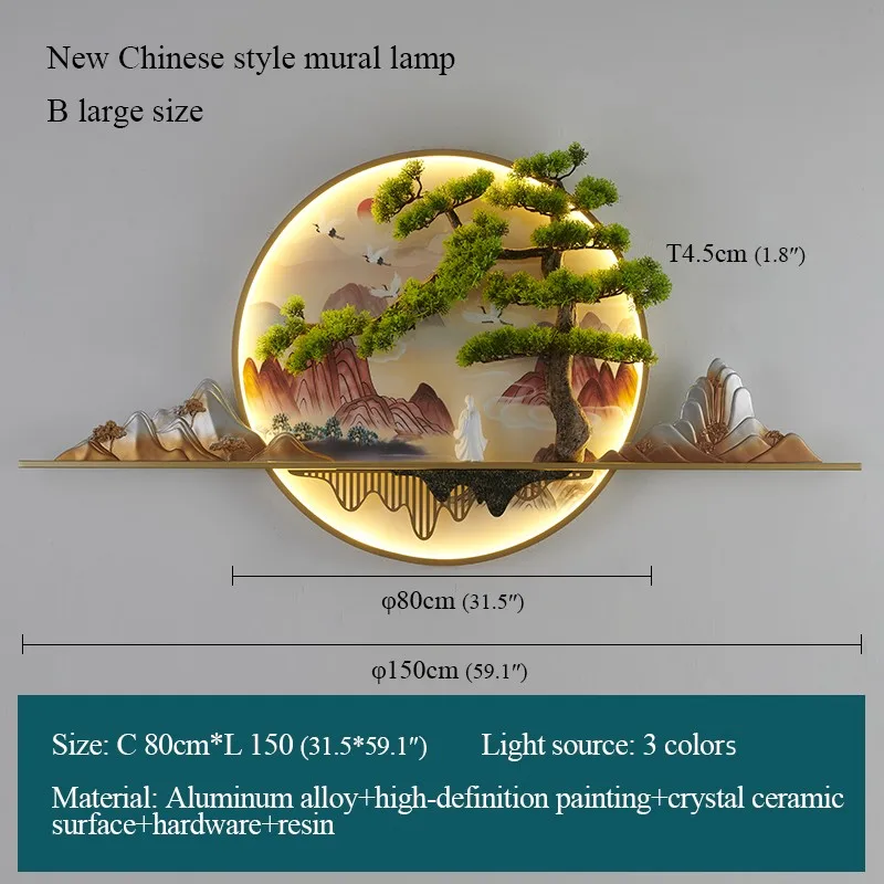 OUFULA-LED Wall Light com imagem moderna, paisagem criativa chinesa, mural sconce lâmpada para casa, sala de estar, estudo, decoração do quarto