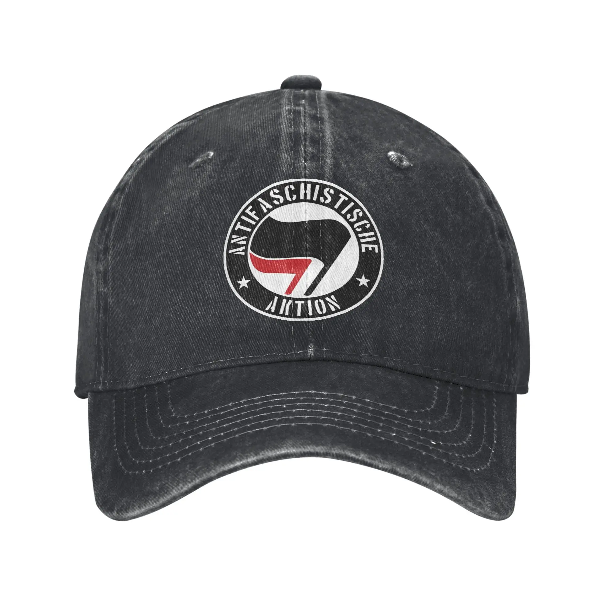 

2026 Antifa Anarcho Sun Baseball Cap Communist Flag Street Style Female Male Washed Trucker Hat Sun-Proof Outdoor Gym Baseball