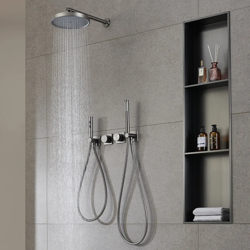 Hot selling brass concealed  gray wall mounted cold and hot hotel home bathroom embedded