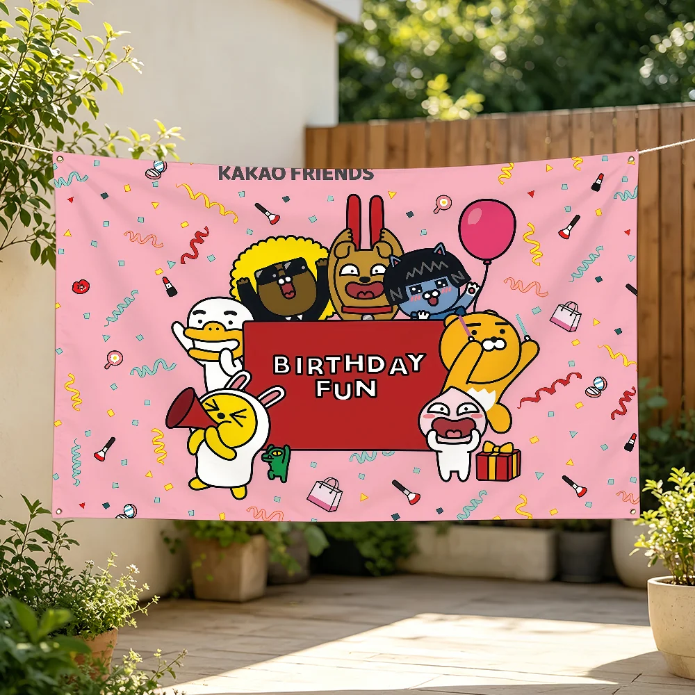 Cute K-KAKAO F-FRIENDS Flag Banner For Sports Matches Games Parade Rally Holiday Festival Backyard Balcony Club Bar Decor